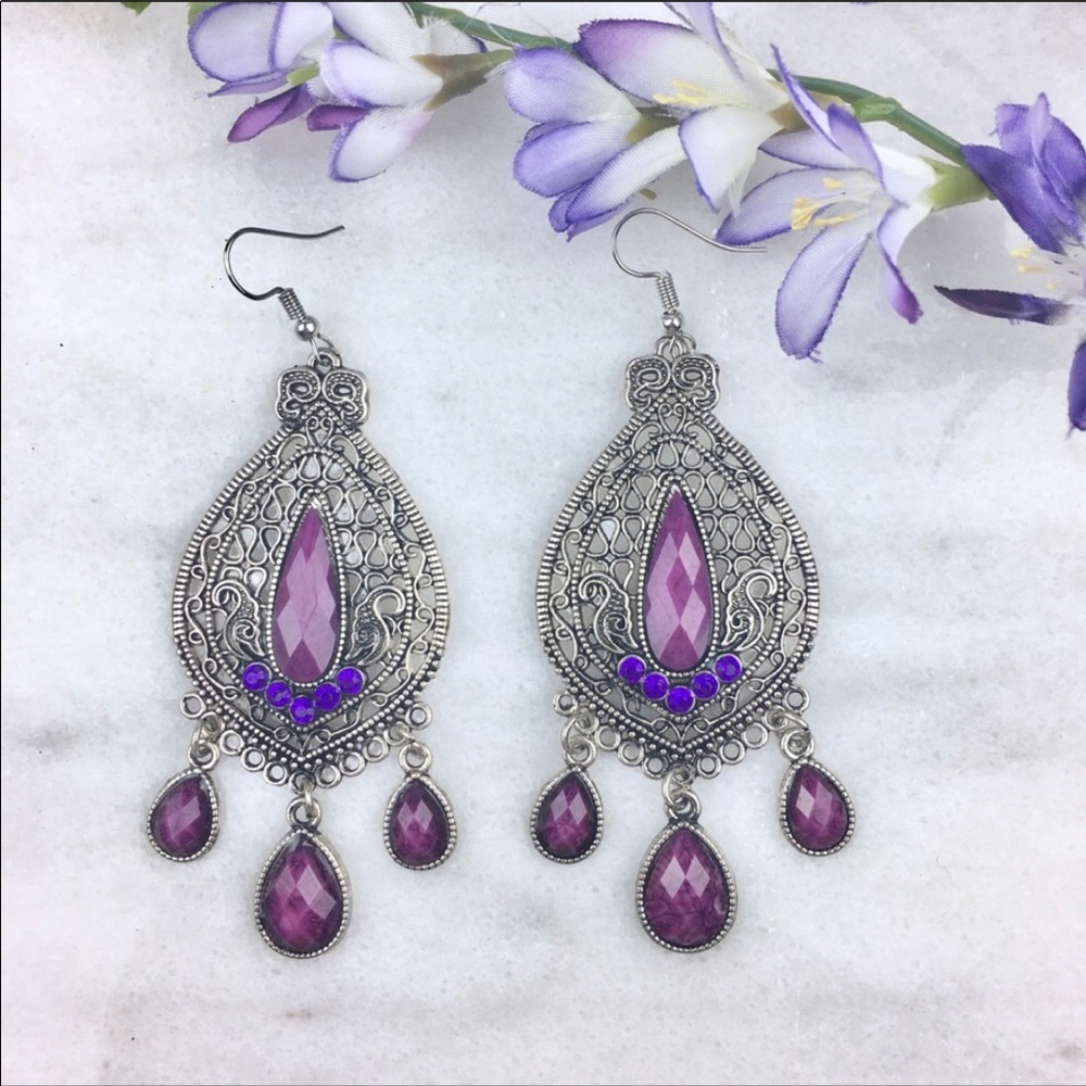 Silver plated dangle earrings